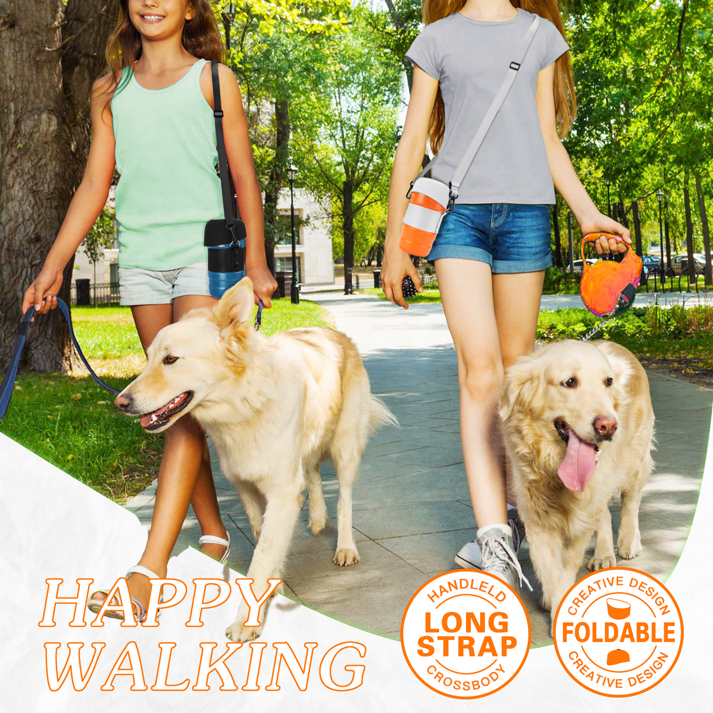 28oz Portable Dog Water Bottle Dispenser-3Gen-Orange