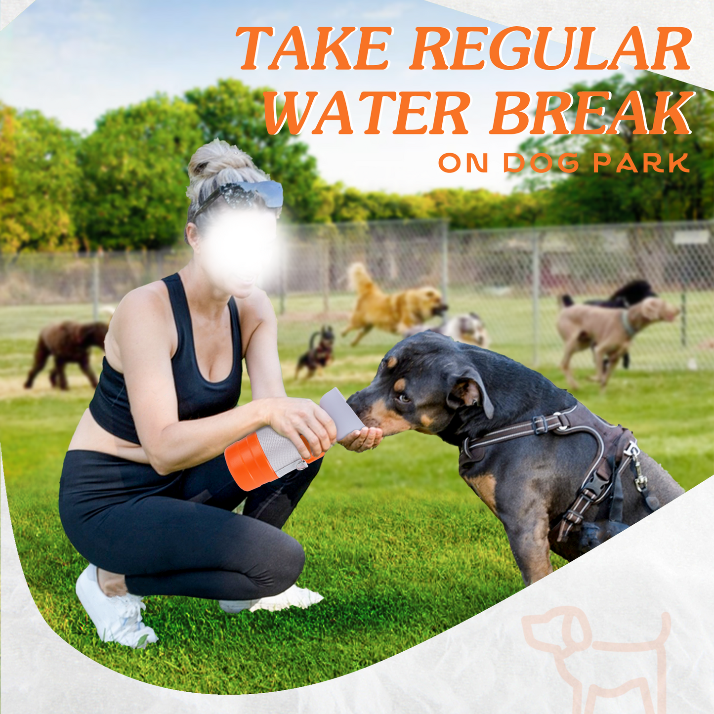 28oz Portable Dog Water Bottle Dispenser-3Gen-Orange