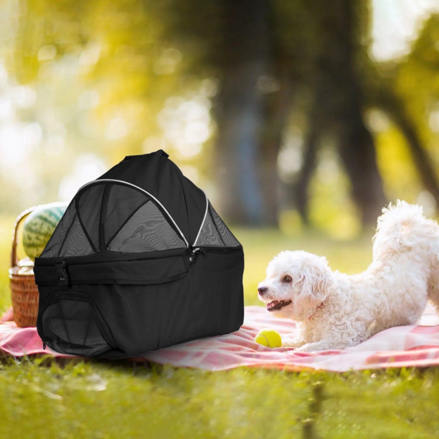 4 Wheels Pet Stroller Foldable Carrier Strolling Cart Travel